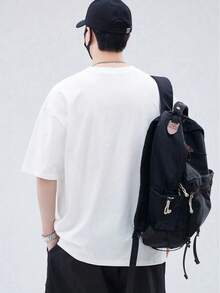 200g Cotton T-Shirt 2025 Men's New Short-Sleeved Cotton Vacation Pattern Short-Sleeved Crew Neck Matching Look