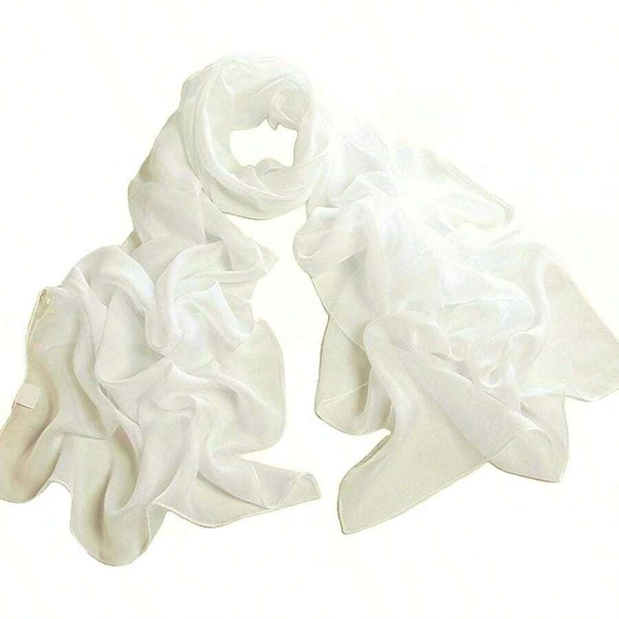™ Fashionable Soft Chiffon Scarfhalloween - 純色/象牙色 - 查看 1