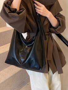 Túi Tote Lớn Thời Trang Cho Nữ, Túi Đeo Vai Thiết Kế Mới, Chất Lượng Cao - màu đen - Xem 4