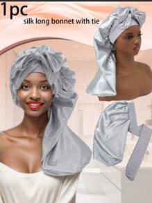 1 pieza Gorro de satén largo, Gorro de seda para cabello, Gorro para dormir, Gorro para trenzas largas, Gorro de cuidado del cabello reutilizable y ajustable, Gorro para dormir para mujeres