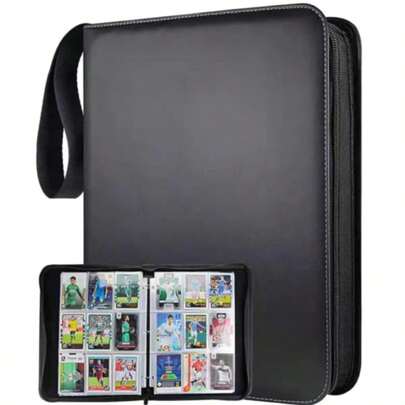 高级卡片活页夹 9 口袋，900 个口袋交易卡活页夹收藏册带拉链和 50 个可拆卸套，兼容游戏运动卡