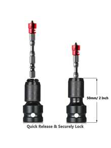 1件/2件/3件装电动扳手适配器，1/2圈电动扳手钻夹头转换头盖，带六角头和1/4扩孔钻头转换头，可牢固连接工具，是机械师、工程师和木匠的理想之选。工具转换适配器 | 纹理握把设计 | 坚固耐用 - 黑色 - 查看 10