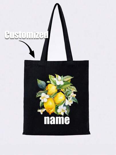 Personalized Name Tote Bag, Canvas Beach Shopping Bag, Printable Initial, Foldable Lightweight, Machine Washable, Suitable For Women, Friends Birthday, Bridal Shower, Bachelorette Party, Bride-To-Be, Wedding, Engagement, Bridesmaid Gift, Cosmetic Bag, Multi-Functional