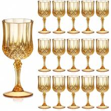 1/3/6/12/24 pièces Verres à vin en plastique réutilisables vintage gaufrés, coupes à champagne robustes, verres à jus convenant pour les fêtes et les mariages