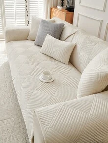 1 件厚毛绒沙发垫套，现代简约防滑保暖沙发座垫，防尘可洗沙发套，柔软防褪色，宠物友好，适合 L 型沙发和 1/2/3/4 座沙发，适用于卧室、办公室、客厅 - 米色 - 查看 5