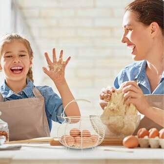 1pc Simple Egg Blue Durable Egg Basket, Can Hold 30 Eggs, With Handle, Farmhouse Style Kitchen & Poultry Collection Basket, Suitable For Chickens, Ducks, Grocery Stores, Farms, Coops, Easy To Clean Egg Transport Basket, Rustic Design, Long-Lasting Storage, Essential For Home Cooking, Perforated Design For Easy Cleaning