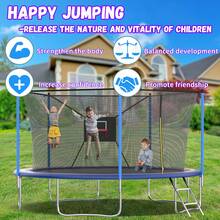 14FT Tranpoline For Kids With Safety Enclosure Net Recreational Tranpoline For Adults ASTM Approval Backyard Outdoor Tranpoline With Basketball Hoop - Yellow - View 3