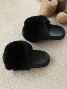Children's Fashionable Versatile Cute Fluffy Indoor Slippers, Soft-Soled Slippers For All Seasons