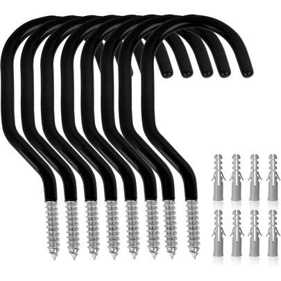 8-Pack Heavy Duty Bike Hook, Loading Capacity 100 LBS, 6 Inch, Bike Hooks For Garage Wall And Garage Ceiling