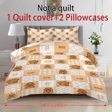 2/3pcs Personalize Name Capybara Cartoon Print Bedding Set, Bebed Comforter Set, With 1 Duvet Cover And 1-2 Pillowcases, King-Size Bedspread, Bed Sheet, Soft Skin-Friendly Polyester, Machine Washable, Dry Clean. It Is Suitable For Home And Bedroom Decoration,Personalized Gifts,Dorm Room Essentials College,Room Decor, Bedding Double, Room Decoration Stuff,Halloween.