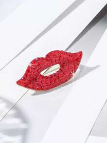 Wholesale Sexy Red Lip Brooch, Fashion Full Rhinestone Lip Decor Brooch Pin, Factory Direct Supply