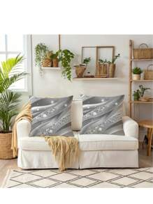 2 piezas Funda de cojín con patrón de cuentas brillantes de estilo bohemio geométrico, 45x45cm, cuentas de poliéster de lujo plateadas y negras translúcidas, cierre con cremallera, funda de almohada decorativa de estilo rústico adecuada para todo tipo de habitaciones, lavable a máquina - Inserto de almohada no incluido, funda de almohada decorativa para todas las estaciones