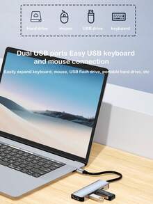 四合一 Type-C 转 HDTV 4K、USB3.0/2.0 PD 100W 扩展坞、多功能扩展集线器 - 灰色 - 查看 9