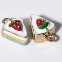 2 piezas/15 piezas/24 piezas Lindos dijes de aleación de zinc esmaltados con diseños 3D realistas de comida, animales, frutas, pasteles, sandía, corazón, cereza, chile, ideales para manualidades y elaboración de joyería