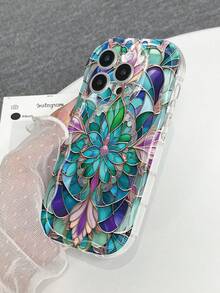 1 pieza Funda protectora de teléfono resistente a caídas, con impresión de aceite brillante de cristal de moda, adecuada para iPhone11 12 13 14 11Promax 12Promax 13Promax 14Promax XR 15 15PRO 15PROMAX, GalaxyA05/A15/A25/A35/A53/A54/A55/S23/S24/S25