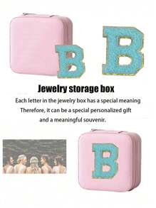 1 件多功能 Ins 风格便携式珠宝收纳盒，带拉链，天鹅绒和 PU 材质，多层，可容纳戒指、耳环、项链和其他配饰，适合女士返校收纳整理器旅行必需品返校宿舍收纳秋季装饰 - 粉色 - 查看 7