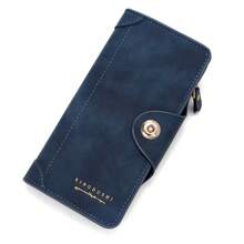 Portafoglio lungo da uomo. Semplice e versatile. Portafoglio da uomo con bottone magnetico. Frizione multi-carta
