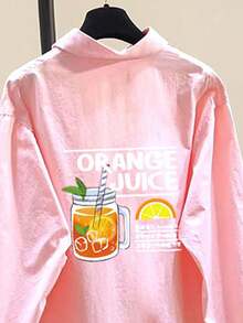 قميص كاجوال من البوليستر بطبعة الليمون والصوليد سهل الارتداء مناسب للاستخدام اليومي خلال الربيع والصيف والخريف والشتاء، قطعة واحدة