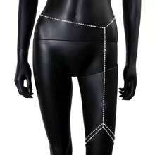 1 pieza Cadena de pierna con rhinestones sexy, accesorio de joyería íntima para el Body para mujer, para la playa o la discoteca
