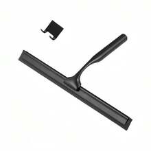 不锈钢刮水器带壁钩，适用于浴室、淋浴房玻璃门、窗户和汽车清洁，多功能刮水器带粘钩（10英寸），时尚银色 - 彩色 - 查看 10