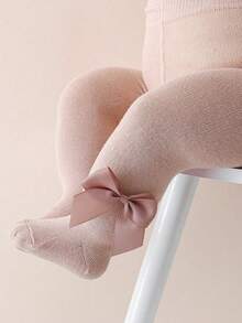 6 Pairs Girls' Simple Solid Color Tights, Cute Bow Decor, Versatile For Daily Wear, Suitable For All Seasons - Multicolor - View 8