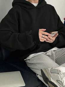 1pc Solid Color Casual Versatile Outdoor Commute Sports Pullover Hoodie Sweatshirt For Teenage Boys, Autumn/Winter