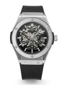 CASIRUI 1pc Automatic Mechanical Wristwatch, Business Casual Style With Hollow Dial, AP Design, Comes With Elegant Leather Gift Box