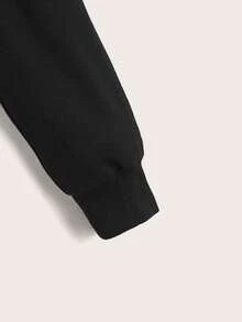 Áo hoodie nữ dáng ngắn thể thao phối lưới, thoáng khí, màu đen trơn, phong cách thường ngày, thích hợp cho mùa hè. - màu đen - Xem 4