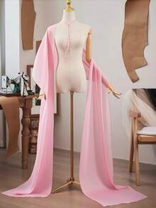 1 件女士长披肩，有淡紫色、粉色、白色、黑色、红色可选，优雅的婚礼披肩，面纱围巾适合婚礼、宴会、表演、派对、旅行摄影道具、婚纱配饰、节日装饰、韩国复古风格长雪纺围巾、婚纱、旗袍外套披肩 - 彩色 - 查看 3