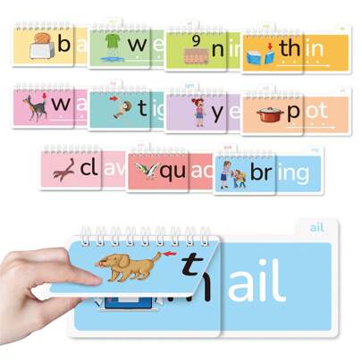 Read And Rhyme Flip Book, Word Family Flash Cards Learn To Read Phonics, Word Building Activity Book Educational Game For Classroom & Homeschool Suppl