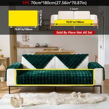 1pc Plush Rabbit Fur Sofa Cushion Cover, Thickened Sofa Protector, Non-Slip Sofa Slipcover, Suitable For Home, Living Room, Bedroom, Office, 4 Seasons - Dark Green - View 19