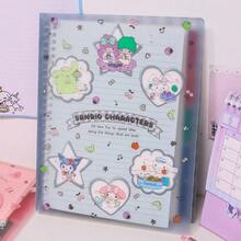 Sanrio 1 Pieza Cuaderno de hojas sueltas de gran capacidad tamaño B5 con diseño de dibujos animados, cuaderno de notas, diario de planificación, suministros de papelería, útiles escolares, estilo simple, versión coreana fresca, diseño creativo con corazón, suministros de oficina, material de estudio, esencial para exámenes de posgrado y corrección de errores