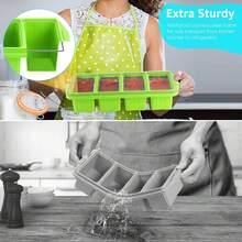 Silicone Freezer Tray With Lid - Silicone Freezer Food Molds- Large Ice Cube Tray,Silicone Freezer Container,Freeze & Store Soup, Sauce, Broth,Leftovers - Makes 4 Perfect 1 Cup,9822117 - 紅木色 - 查看 6