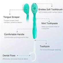 30pcs/20pcs/10pcs/5pcs/Set,Disposable Mini Travel Toothbrushes, 5-In-1 Pre-Pasted Mini-Brush+Floss+Pick+Tongue Scraper, Teeth Whitening,Prepasted On The Go Toothbrush For Travel, Portable Toothbrush With Freshening Bead,Compact Design For Travel, Work, & Daily Use