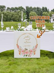 Customized Table Runner - Personalized Text Custom Table Runner, Polyester Fabric, Suitable For Wedding, Birthday, Anniversary And Event Tablecloth - White - View 1