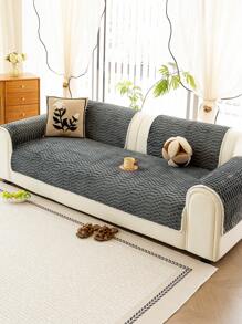 1pc Thick Plush Solid Color Sofa Cushion Cover, Non-Slip Washable, Modern Minimalist Home Decor Pet-Friendly, Soft & Comfortable Furniture Protector Pad For Bedroom, Office, Living Room (Excluding Backrest, Armrest, Pillow Cover)