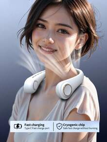 Portable Neckband Fan, Bladeless Fan, Digital Display, 5 Adjustable Speeds, Suitable For Indoor/Outdoor, Outdoor Sports Neck Fan, Essential For Holidays,Spring Summer Picks,Brides Maid Gifts,Room,Bedroom Decor,Beach,Travel,For Men,For Women,Vacation,Cute Stuff - Multicolor - View 3