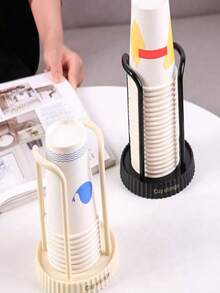 1 Piece Of Simple Round Disposable Cup Holder Black/White Metal Paper Cup Dispenser Organizer, Used For Vertical Cup Storage Of Disposable Cups, Suitable For Tabletop Coffee Cup Holders In Offices And Homes, Space-Saving Cup Organizer, Easy-To-Access Cup Dispensing Rack, Very Suitable For Coffee Cups, Tea Cups, And Water Cups, Stable Design With Anti-Slip Base. Mouthwash Rinsing Cup Holder, Can Accommodate 5 Ounce Paper Cups