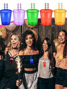 3/5pcs Beaded Plastic Wine Glass Necklace, Suitable For Birthday, Wedding, Christmas Party, Explosion Dance Party, Festival Parade, 1pc/Set - Multicolor - View 4