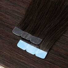 Mini Tape In Hair Extensions Human Hair Blonde Black Brown Hair Invisible Skin Weft Adhesive Non-Remy Hair Tape Ins 12 16 20 Inch 10pcs/Pack - Chocolate Brown - View 3