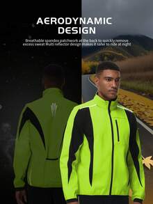 Men's Personalized Slim Nylon Baseball Uniform Jacket In Spring And Autumn, Cycling Jacket With Rear Pocket, Active Mid Stretch Stand Collar Zip Up Windproof Jacket For Outdoor Fall Winter Wear - Green - View 5