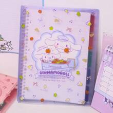 Sanrio 1 Pieza Cuaderno de hojas sueltas de gran capacidad tamaño B5 con diseño de dibujos animados, cuaderno de notas, diario de planificación, suministros de papelería, útiles escolares, estilo simple, versión coreana fresca, diseño creativo con corazón, suministros de oficina, material de estudio, esencial para exámenes de posgrado y corrección de errores