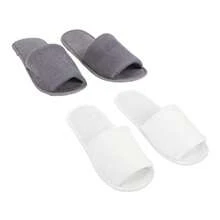 [Huihuang]2 Pairs Foldable Slippers Open Toe Slippers Hotel Slippers Indoor Slippers For Women Disposable Slippers For Guests Portable Folding Slippers Universal Soft Slippers Towel Man - như hình ảnh - Xem 2