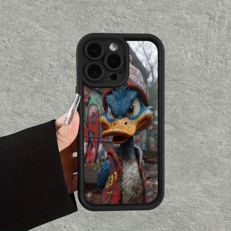 [Teléfono] Funda con diseño de pato con grafiti. Diseño moderno y sencillo. Ideal para hombres y mujeres. Personalidad para hombres y mujeres, teléfono móvil adecuado - Blanco - Añade 6