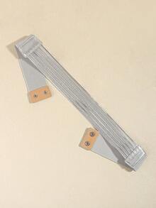 1 件女士简约优雅纯色金色金属双扣松紧腰带，百搭连衣裙、衬衫、夹克秋季、万圣节