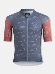PNS CYCLING PNS CYCLING Men's Quick-Dry Zip-Up Cycling Jersey With Moisture-Wicking Breathable Fabric, Letter Print Short Sleeve MTB Shirt For Biking, Outdoor Sports ,Professional Men's High-Quality Cycling Top