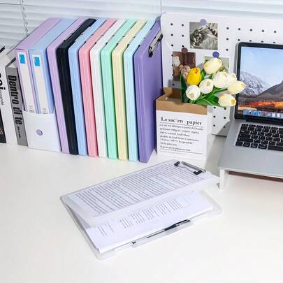 Organizador de carpetas A4, caja de tablero con clip para estudiantes, organizador especial de almacenamiento de papel de prueba, gran capacidad, libro de datos, clasificación de materias, papel de prueba, clip multifuncional para partituras, tablero de escritura, tablero de almohadilla