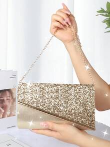 Túi xách nữ thanh lịch, túi cầm tay dự tiệc lấp lánh với trang trí kim loại, thích hợp cho tiệc chiêu đãi, liên hoan, dạ hội, đám cưới, quà sinh nhật, quà Valentine, buổi tối, túi cầm tay cho đám cưới, túi dự tiệc, hoàn hảo cho tiệc cưới, dạ hội, tiệc tối/liên hoan, phối cùng váy dạ hội và váy đính sequin. - Vàng - Xem 2