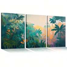 Quadro Decorativo Jungla Colorida MDF Mosaico Sala Quarto Escritório Impressão Em Hd