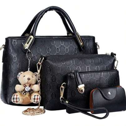 Conjunto de 4 piezas de bolsos cosméticos crossbody de la moda de las mujeres, bolso de maquillaje, patrón de puntos, PU duradero, estilo simple moderno, amigable con los viajes